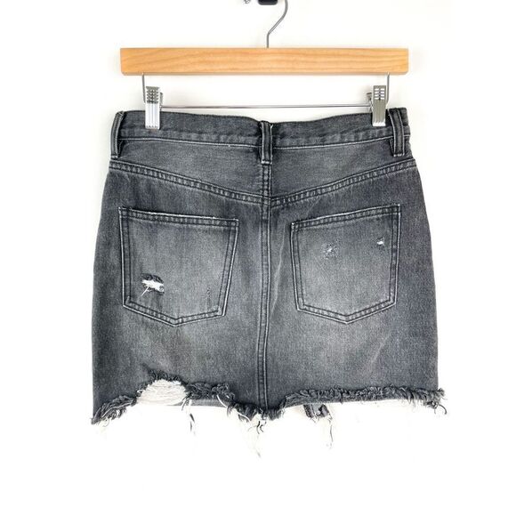 Free People We‎ The Free Womens Size 26 Distressed Denim Mini Skirt Washed Black - Picture 3 of 9